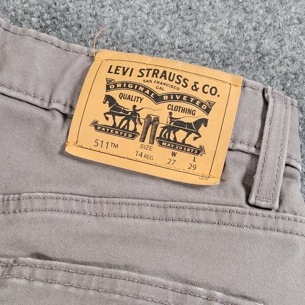 Levis 511 Jeans Boy's (14 Reg 27x29 Label) Straight Leg Slim Gray - Picture 3 of 8